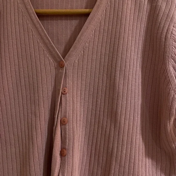 Pink Ribbed Button-Up Top - Picture 2 of 3